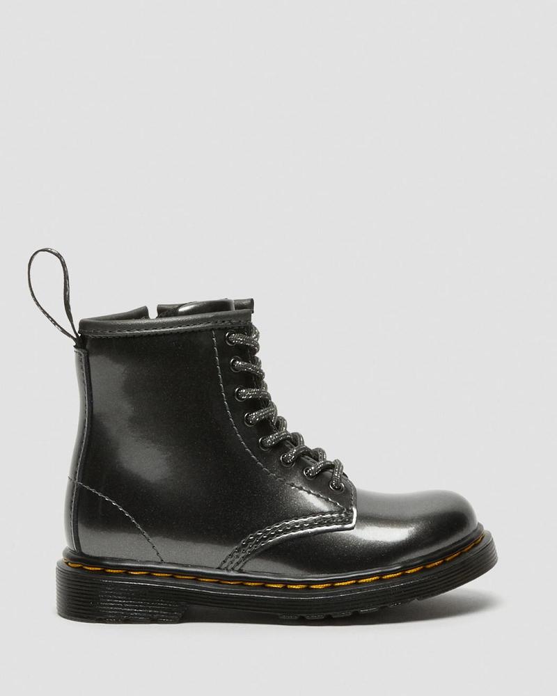 Grey Kids' Dr Martens Toddler 1460 Metallic Lace Up Boots | CA 697KOR